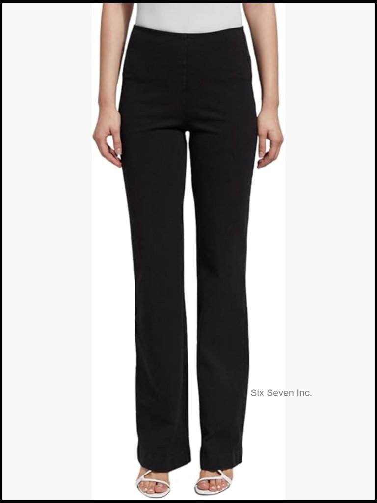 High Waisted Wide Leg Pull-On Jeans Stretch Flared Trouser Pants